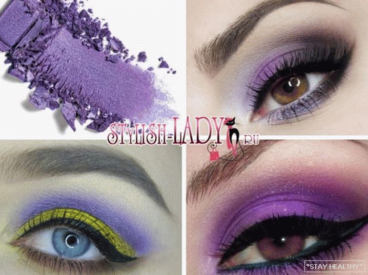 макияж глаз с фиолетовыми тенями