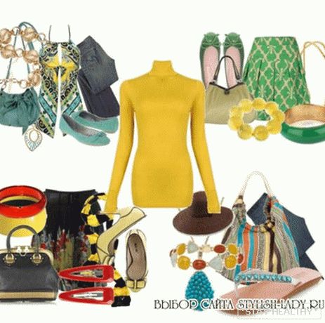 С чем носить желтую водолазку, фото