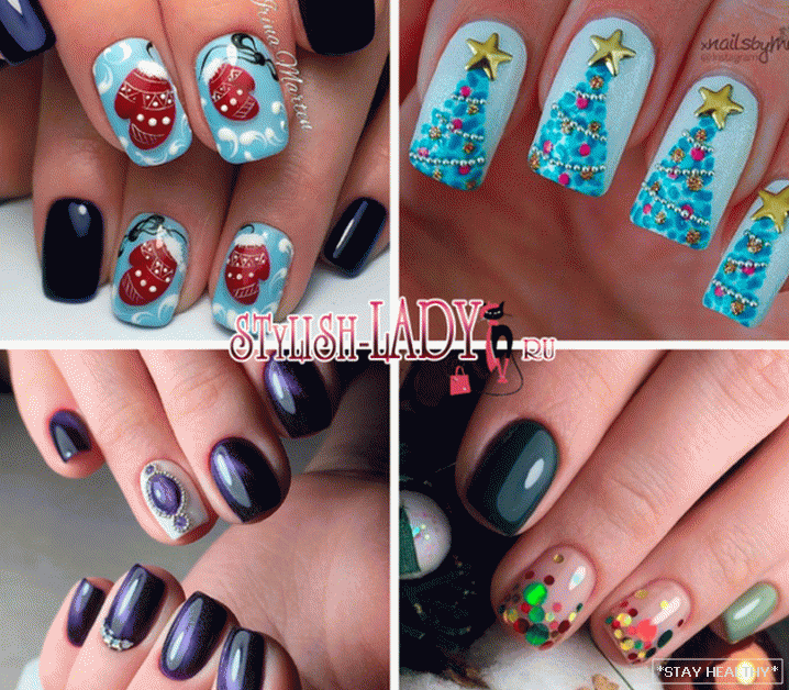 зимний дазайн ногтей фото